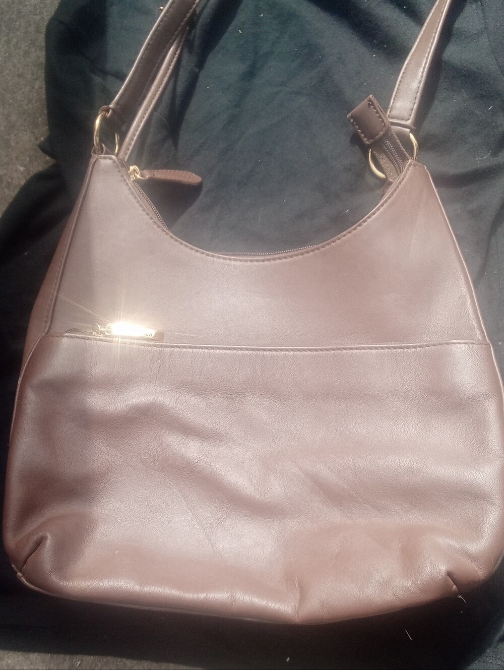 Classic Chocolate Brown Shoulder Bag with Gold Hardware